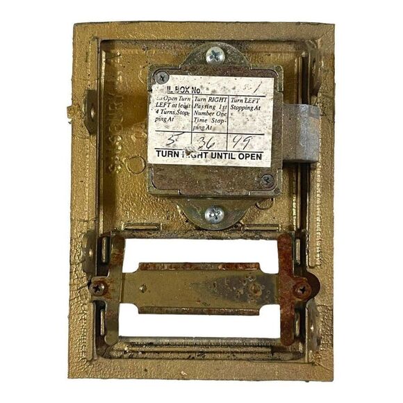 Antique Brass PO Post Office Box Door Hinged Frame #225 Turn Combination Lock - Picture 2 of 4